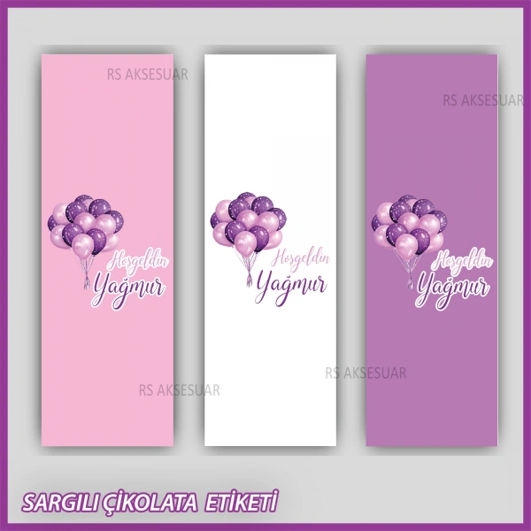 10 adet Sargılı Bebek Çikolata İsim Etiketi - Yapışkanlı Sticker -CE114