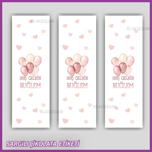 10 adet Sargılı Bebek Çikolata İsim Etiketi - Yapışkanlı Sticker -CE115