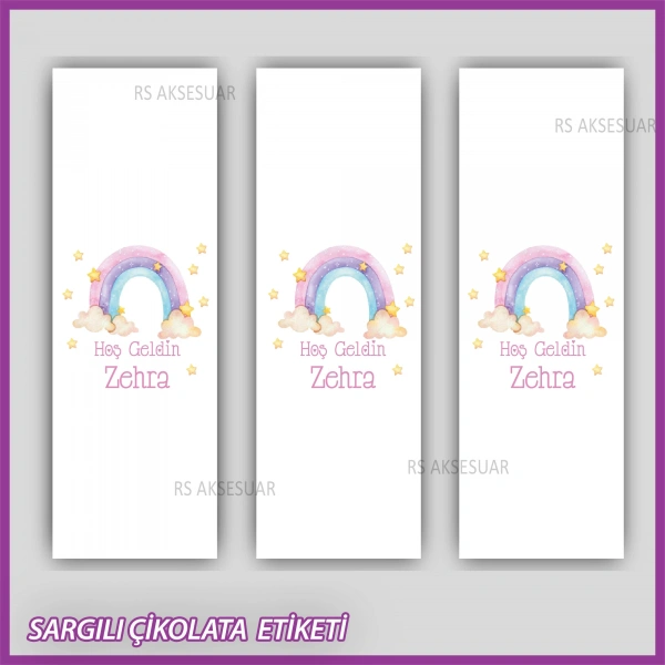 10 adet Sargılı Bebek Çikolata İsim Etiketi - Yapışkanlı Sticker -CE116