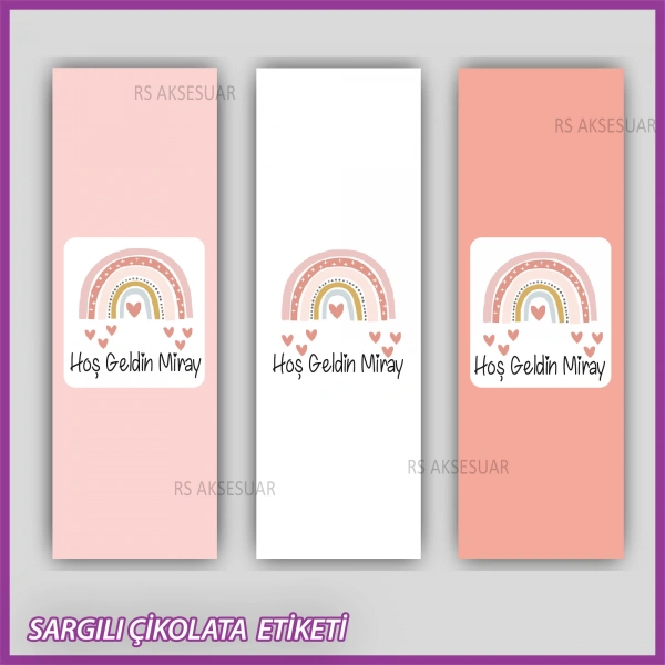 10 adet Sargılı Bebek Çikolata İsim Etiketi - Yapışkanlı Sticker -CE117