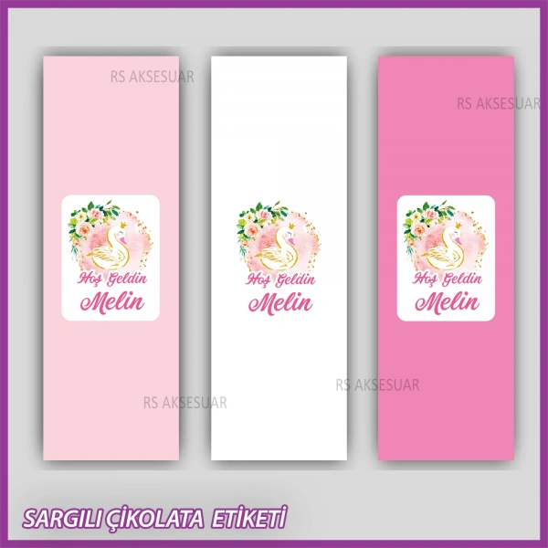 10 adet Sargılı Bebek Çikolata İsim Etiketi - Yapışkanlı Sticker -CE118