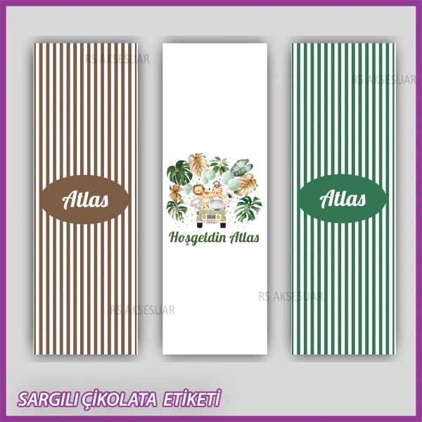 10 adet Sargılı Bebek Çikolata İsim Etiketi - Yapışkanlı Sticker -CE121