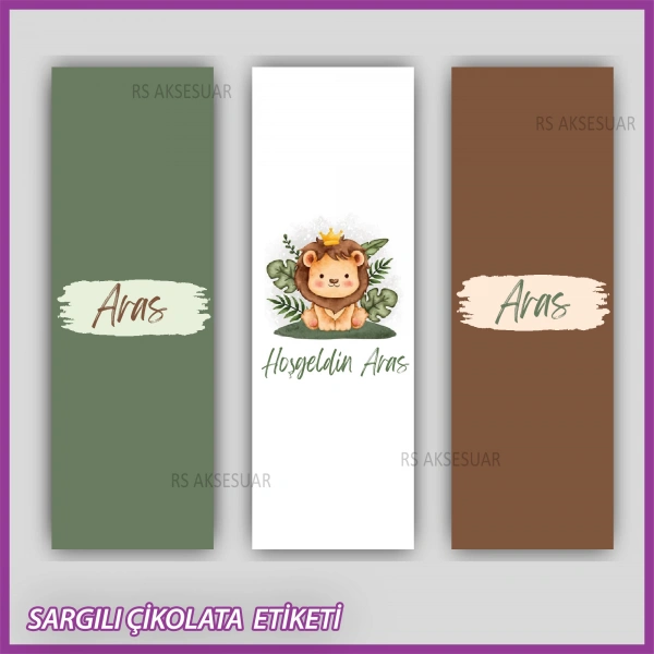 10 adet Sargılı Bebek Çikolata İsim Etiketi - Yapışkanlı Sticker -CE122