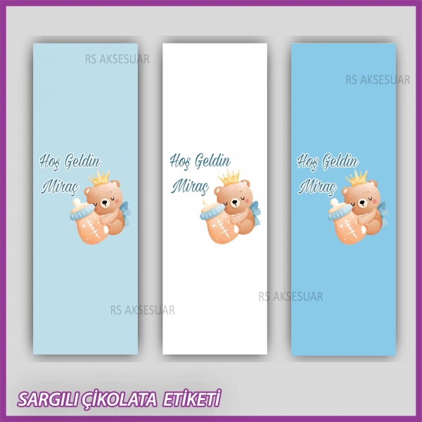 10 adet Sargılı Bebek Çikolata İsim Etiketi - Yapışkanlı Sticker -CE123