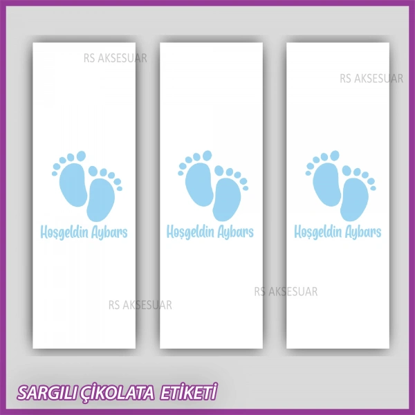 10 adet Sargılı Bebek Çikolata İsim Etiketi - Yapışkanlı Sticker -CE124