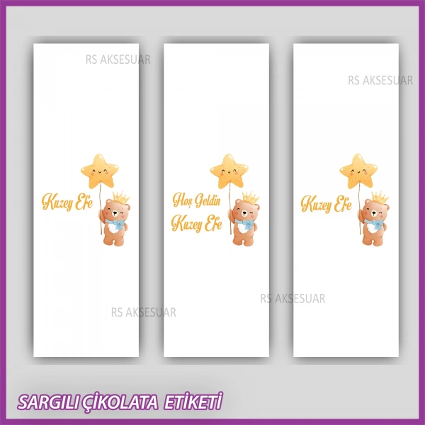 10 adet Sargılı Bebek Çikolata İsim Etiketi - Yapışkanlı Sticker -CE125
