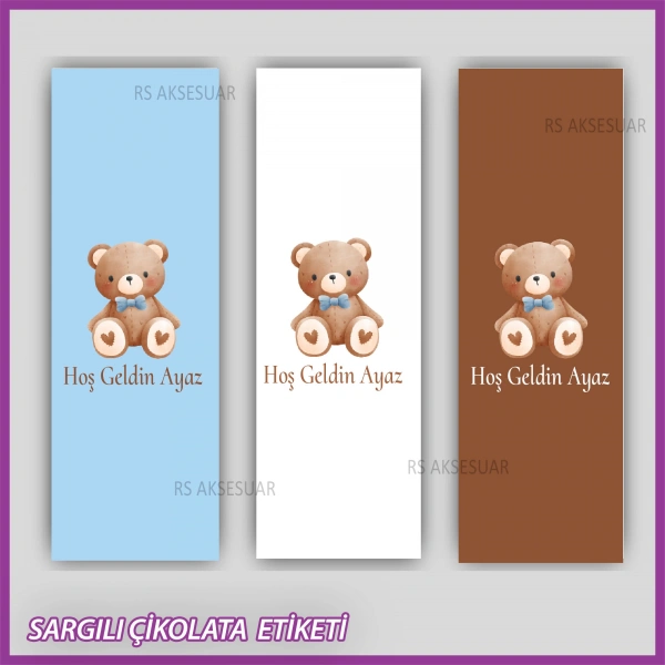 10 adet Sargılı Bebek Çikolata İsim Etiketi - Yapışkanlı Sticker -CE126