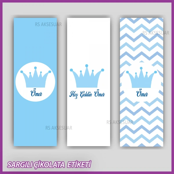10 adet Sargılı Bebek Çikolata İsim Etiketi - Yapışkanlı Sticker -CE127