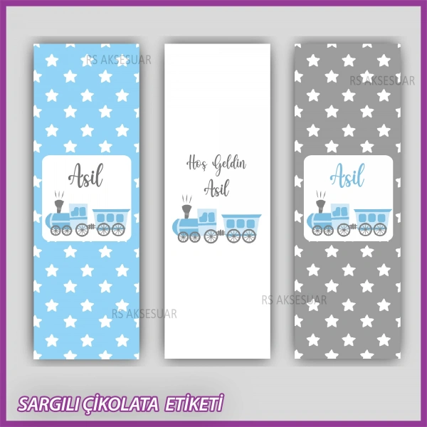 10 adet Sargılı Bebek Çikolata İsim Etiketi - Yapışkanlı Sticker -CE129