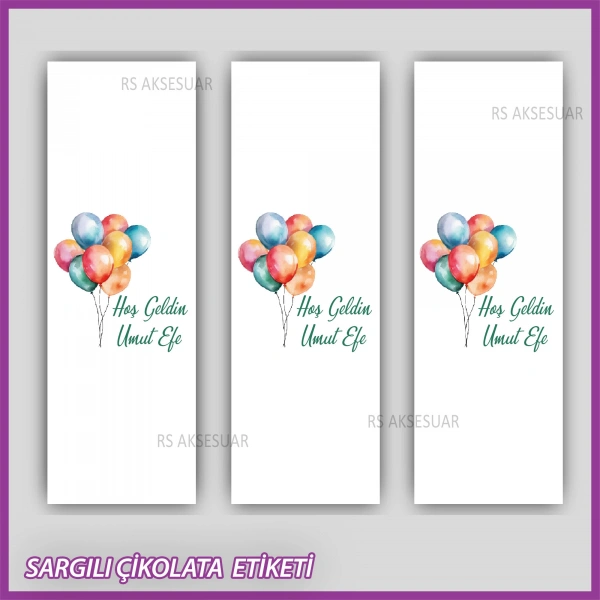 10 adet Sargılı Bebek Çikolata İsim Etiketi - Yapışkanlı Sticker -CE130