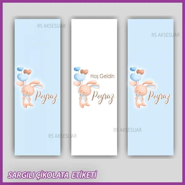 10 adet Sargılı Bebek Çikolata İsim Etiketi - Yapışkanlı Sticker -CE132