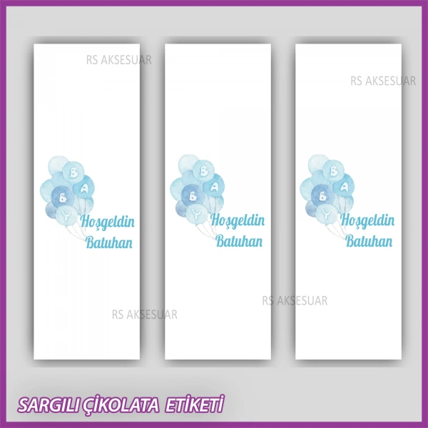 10 adet Sargılı Bebek Çikolata İsim Etiketi - Yapışkanlı Sticker -CE133