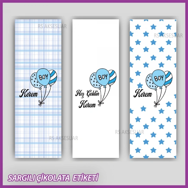 10 adet Sargılı Bebek Çikolata İsim Etiketi - Yapışkanlı Sticker -CE134