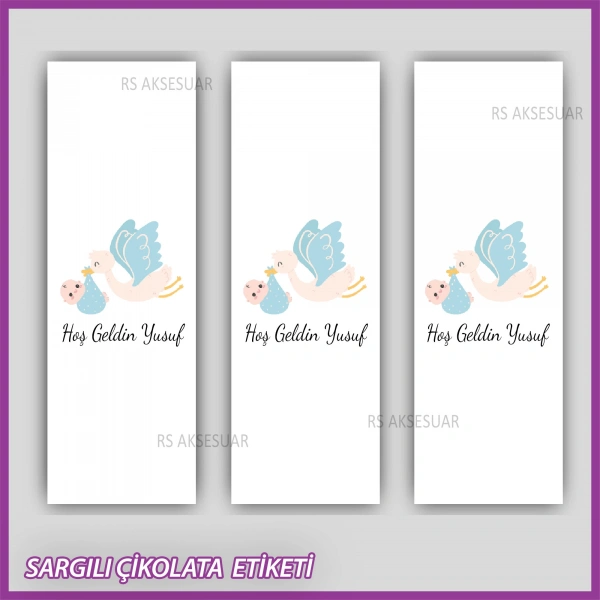 10 adet Sargılı Bebek Çikolata İsim Etiketi - Yapışkanlı Sticker -CE135