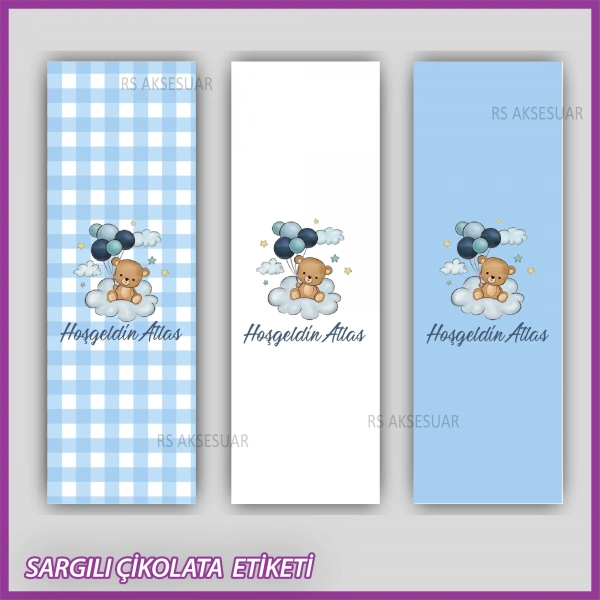 10 adet Sargılı Bebek Çikolata İsim Etiketi - Yapışkanlı Sticker -CE136