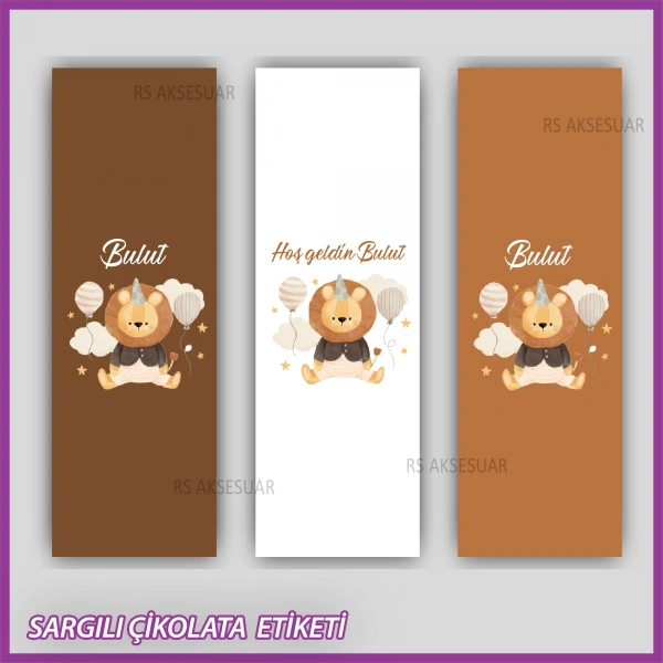 10 adet Sargılı Bebek Çikolata İsim Etiketi - Yapışkanlı Sticker -CE137