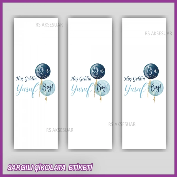 10 adet Sargılı Bebek Çikolata İsim Etiketi - Yapışkanlı Sticker -CE138