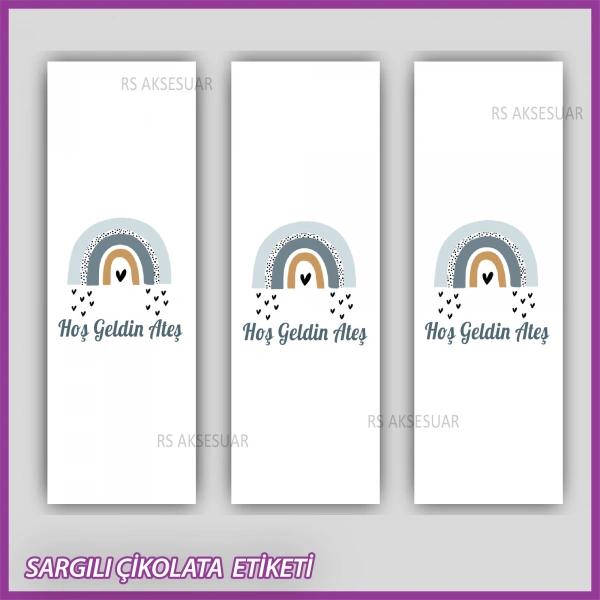 10 adet Sargılı Bebek Çikolata İsim Etiketi - Yapışkanlı Sticker -CE140