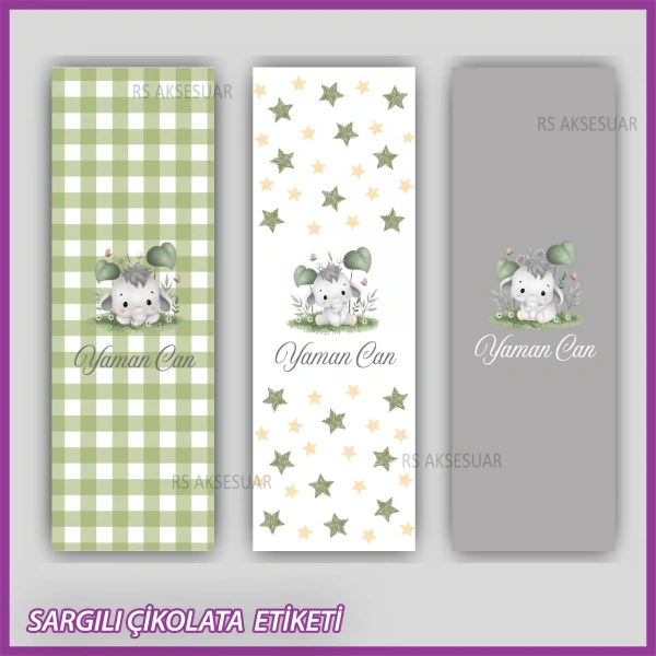 10 adet Sargılı Bebek Çikolata İsim Etiketi - Yapışkanlı Sticker -CE143