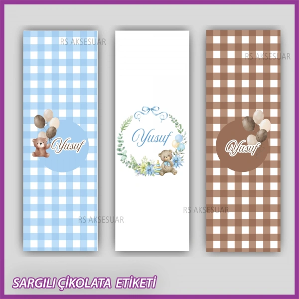 10 adet Sargılı Bebek Çikolata İsim Etiketi - Yapışkanlı Sticker -CE152