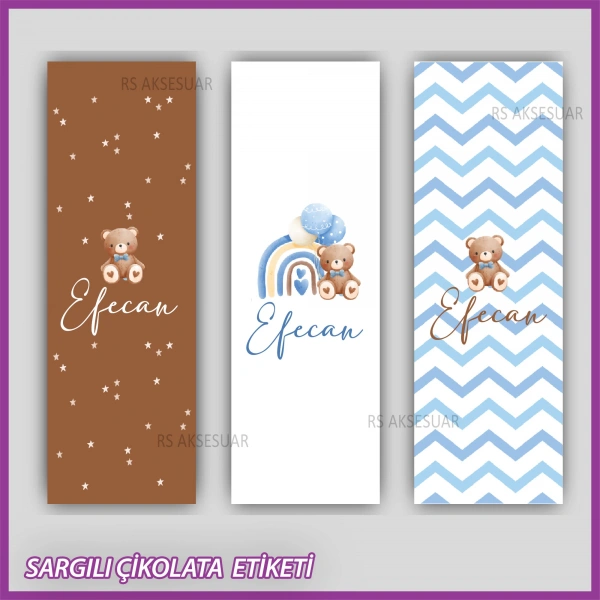 10 adet Sargılı Bebek Çikolata İsim Etiketi - Yapışkanlı Sticker -CE154