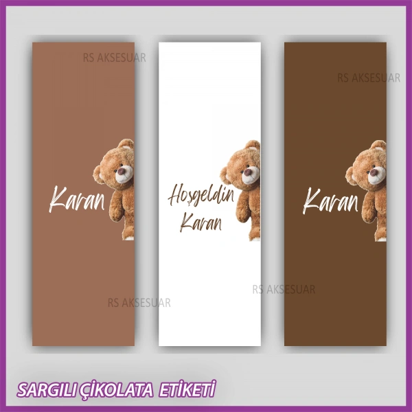 10 adet Sargılı Bebek Çikolata İsim Etiketi - Yapışkanlı Sticker -CE156