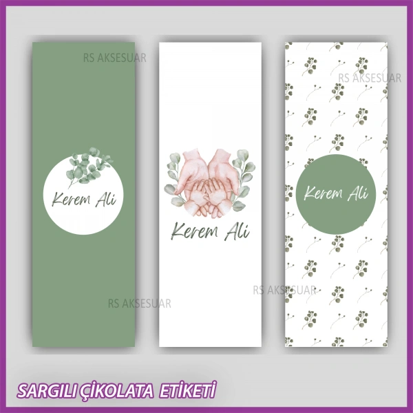 10 adet Sargılı Bebek Çikolata İsim Etiketi - Yapışkanlı Sticker -CE158