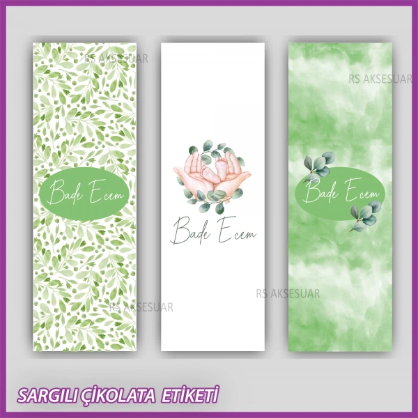 10 adet Sargılı Bebek Çikolata İsim Etiketi - Yapışkanlı Sticker -CE164