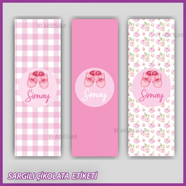 10 adet Sargılı Bebek Çikolata İsim Etiketi - Yapışkanlı Sticker -CE166