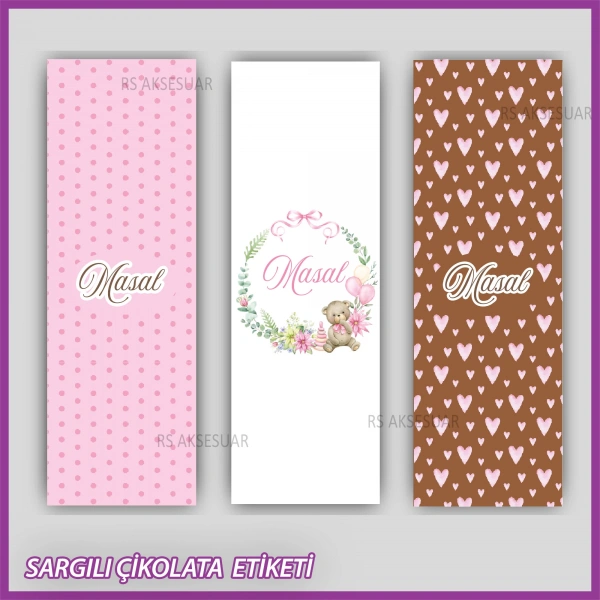10 adet Sargılı Bebek Çikolata İsim Etiketi - Yapışkanlı Sticker -CE176