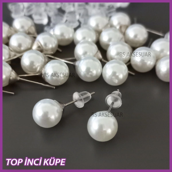 10 çift (20 adet) Hazır Hediyelik Top İnci Küpe