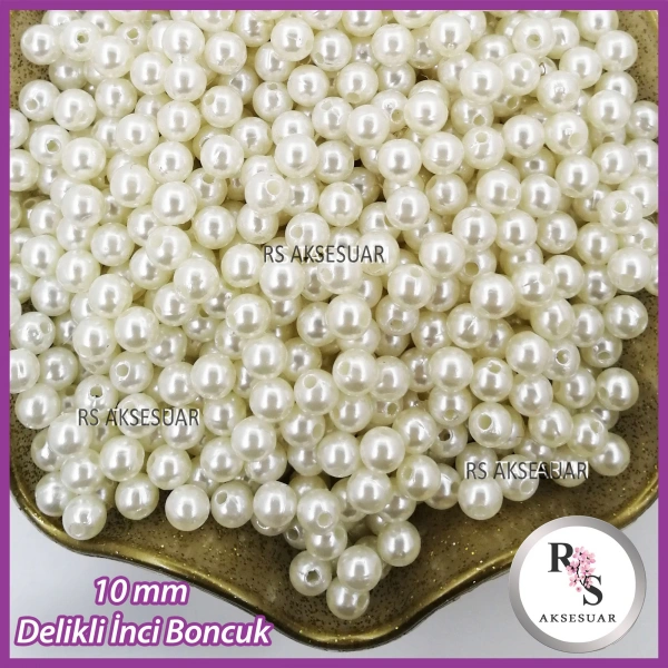 100gr. 10mm. Delikli İnci Boncuk- Yıldız Anahtarlık Yapımı İçin