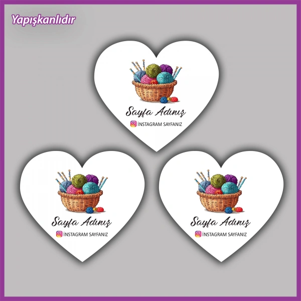 30 adet - 5 cm Kişiye Özel Logolu Kalp Etiket - BS020