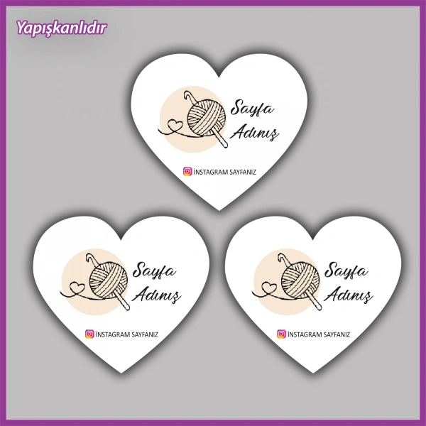 30 adet - 5 cm Kişiye Özel Logolu Kalp Etiket - BS030