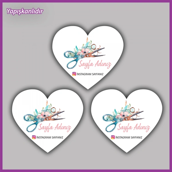 30 adet - 5 cm Kişiye Özel Logolu Kalp Etiket - BS040
