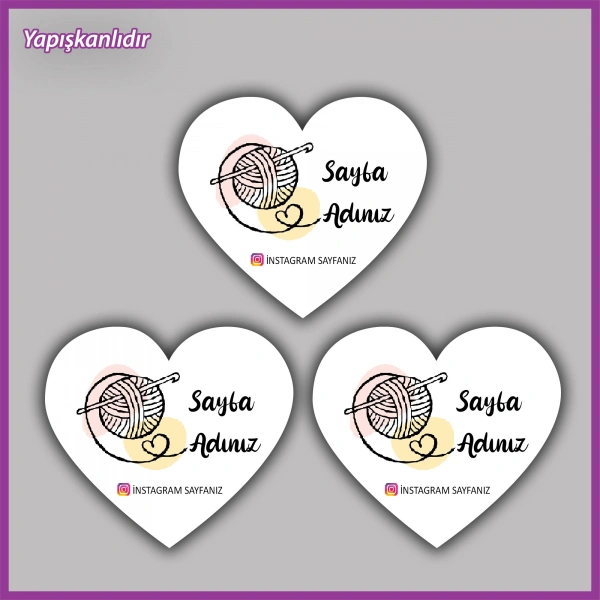 30 adet - 5 cm Kişiye Özel Logolu Kalp Etiket - BS050