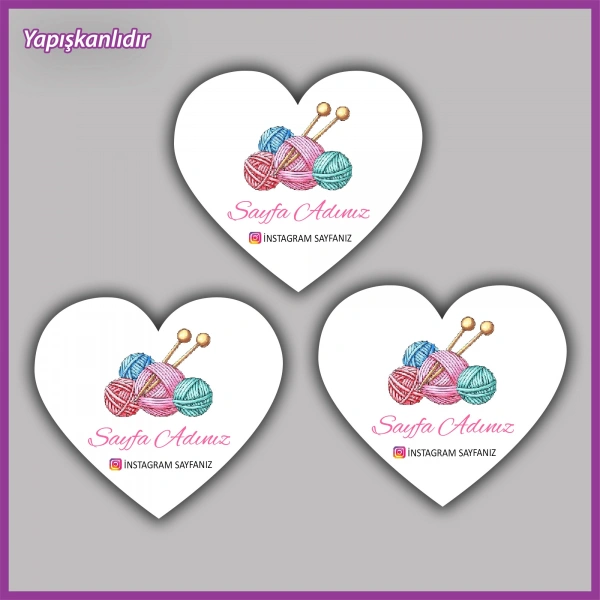 30 adet - 5 cm Kişiye Özel Logolu Kalp Etiket - BS060