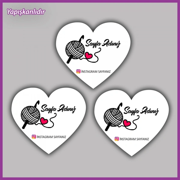 30 adet - 5 cm Kişiye Özel Logolu Kalp Etiket - BS070