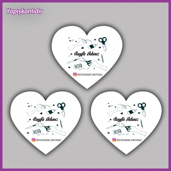 30 adet - 5 cm Kişiye Özel Logolu Kalp Etiket - BS080
