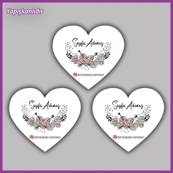 30 adet - 5 cm Kişiye Özel Logolu Kalp Etiket - BS100