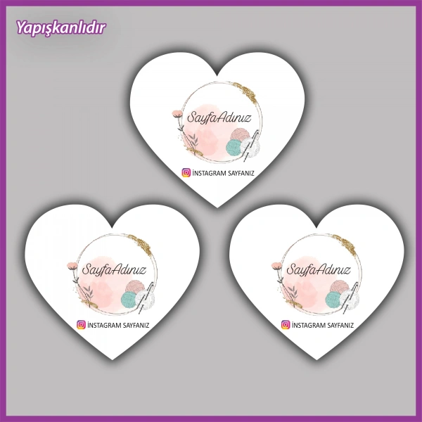 30 adet - 5 cm Kişiye Özel Logolu Kalp Etiket - BS110