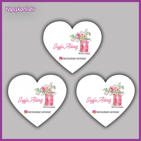 30 adet - 5 cm Kişiye Özel Logolu Kalp Etiket - BS120