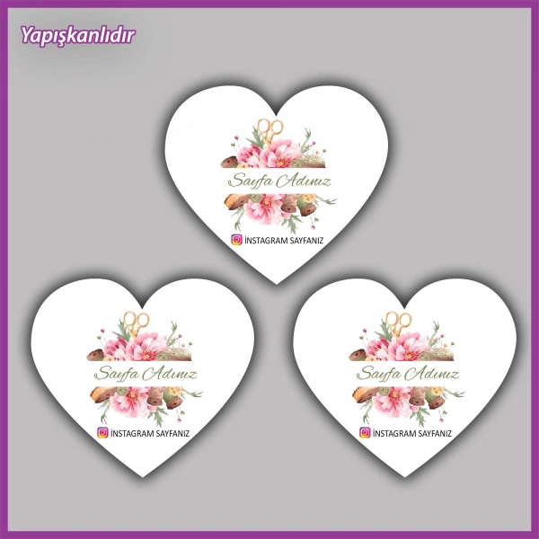 30 adet - 5 cm Kişiye Özel Logolu Kalp Etiket - BS130