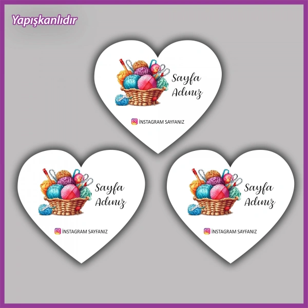 30 adet - 5 cm Kişiye Özel Logolu Kalp Etiket - BS140