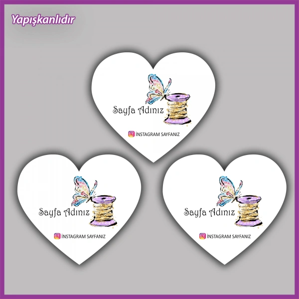 30 adet - 5 cm Kişiye Özel Logolu Kalp Etiket - BS150