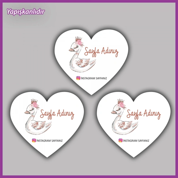 30 adet - 5 cm Kişiye Özel Logolu Kalp Etiket - BS160