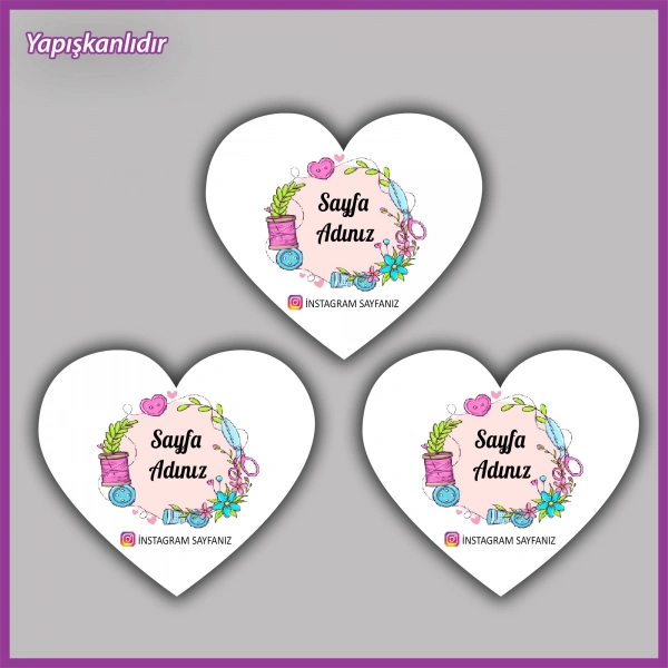 30 adet - 5 cm Kişiye Özel Logolu Kalp Etiket - BS170