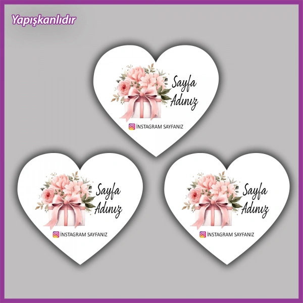 30 adet - 5 cm Kişiye Özel Logolu Kalp Etiket - BS190