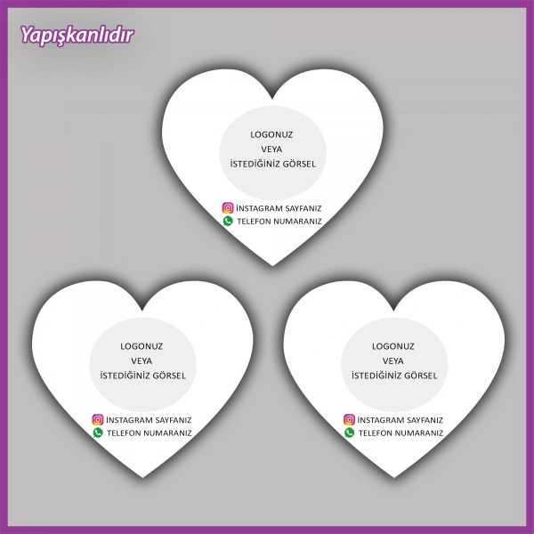 30 adet - 5 cm Kişiye Özel Logolu Kalp Etiket - BS208