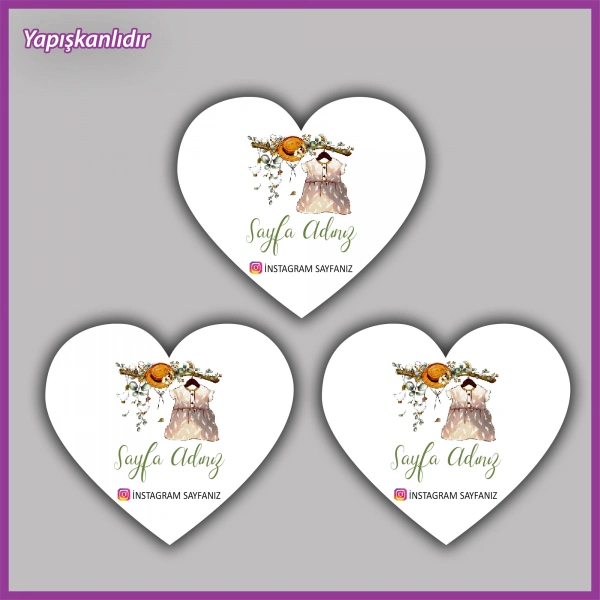 30 adet - 5 cm Kişiye Özel Logolu Kalp Etiket - BS010